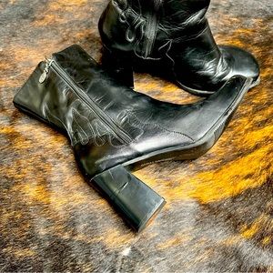 VINTAGE HARLEY DAVIDSON SQUARE TOE LEATHER BOOTIES SZ 8